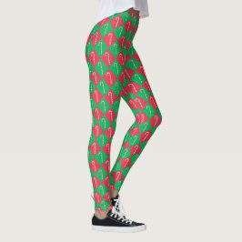 Cute festive Red grönt candy cane, kontrollerad mö Leggings