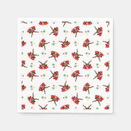 Cute Festive Red Kasky jul Reindeer Pappersservett