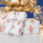 Cute Festive Rosa Jul Gingerbröd Snöflingor Presentpapper<br><div class="desc">Cute Festive Rosa jul Ginger-brödsnowflake</div>