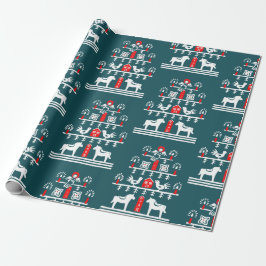 Cute Festive Scandi Blue Red White Julgran Presentpapper