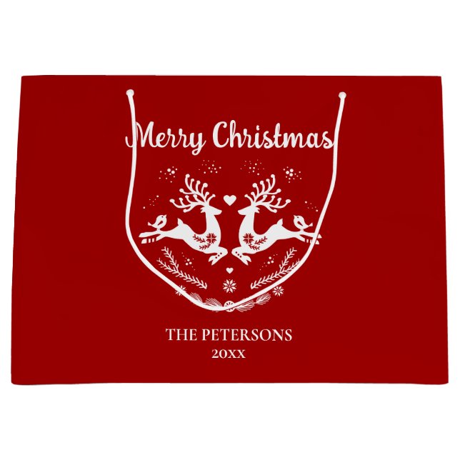 Cute Festive Scandi Red White Jul Hjort (Framsidan)