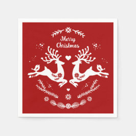 Cute Festive Scandi Red White Jul Hjort Pappersservett