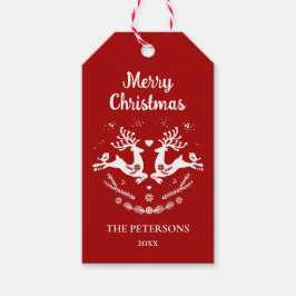 Cute Festive Scandi Red White Jul Hjort Presentetikett