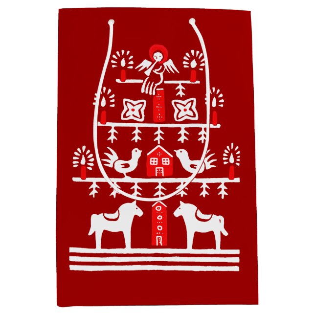 Cute Festive Scandi Red White Julgran (Framsidan)