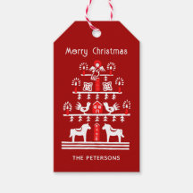 Cute Festive Scandi Red White Julgran