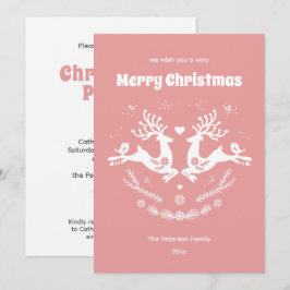 Cute Festive Scandi Vit Rosa Jul Hjort Inbjudningar