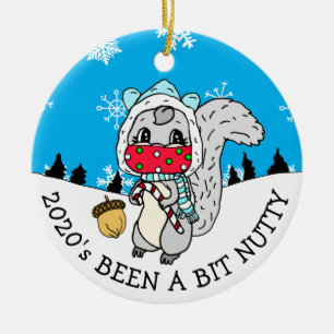 Cute Festive Squirrel 2020 har varit Nutty New Yea Julgransprydnad Keramik