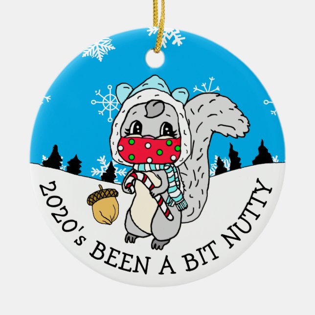 Cute Festive Squirrel 2020 har varit Nutty New Yea Julgransprydnad Keramik (Framsidan)