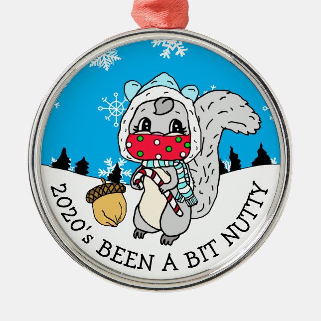 Cute Festive Squirrel 2020 har varit Nutty New Yea Julgransprydnad Metall (Framsidan)