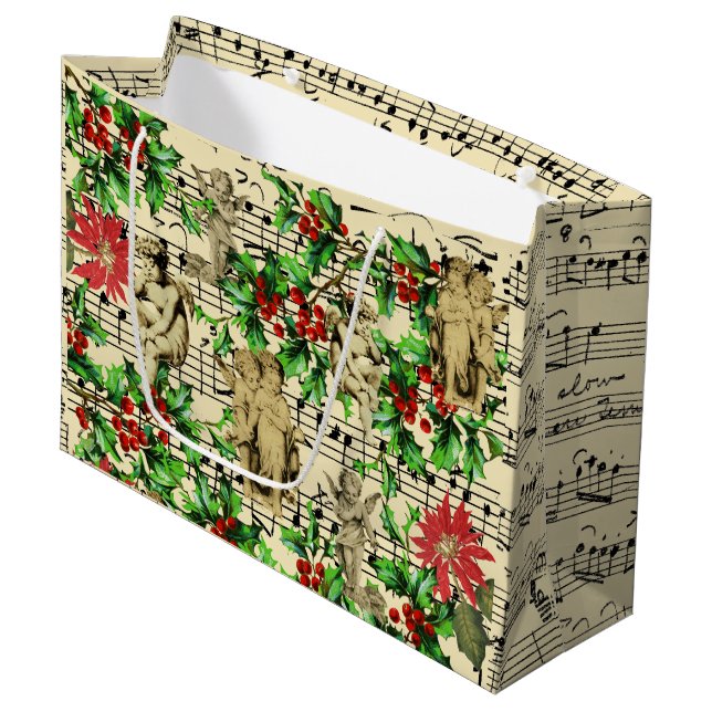 Cute Festive Vintage Angel Cherubs Holly-jul (Framsidan Vinklad)
