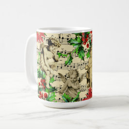 Cute Festive Vintage Angel Cherubs Holly-jul Kaffemugg