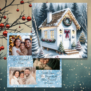 Cute Festive White Home-jul Julkort