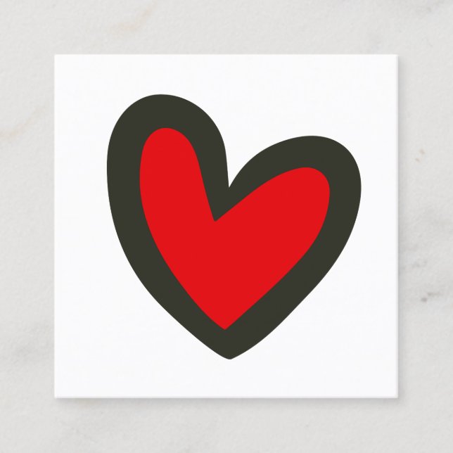 Cute Fet Red Heart Square Fyrkantigt Visitkort (Framsida)