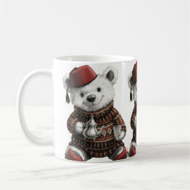  Cute Fez Hat Teddy in Cozy Winter Sweater Kaffemugg