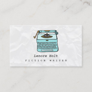 Cute Fiction Writer med Retro Blue-skrivmaskin Visitkort