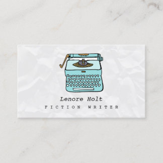 Cute Fiction Writer med Retro Blue-skrivmaskin Visitkort