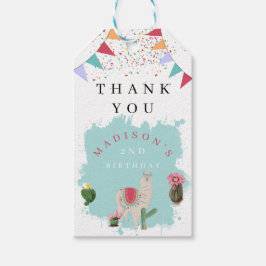 Cute Fiesta Llama & Cactus Barns födelsedag Presentetikett