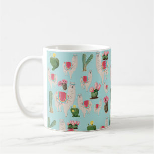 Cute Fiesta Llama & Cactus Mönster Kaffemugg