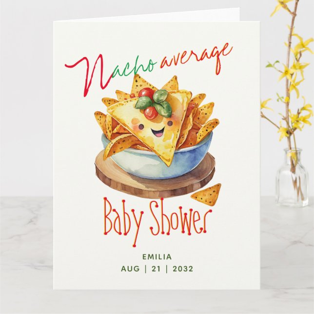 Cute Fiesta Nacho Average Baby Shower Anpassningsb Kort (Gul blomma)