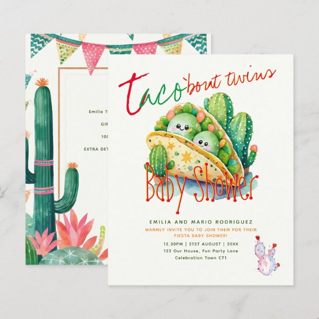 Cute Fiesta Taco TWILLINGARS Baby Shower BEST BUDG (Fram/baksida)