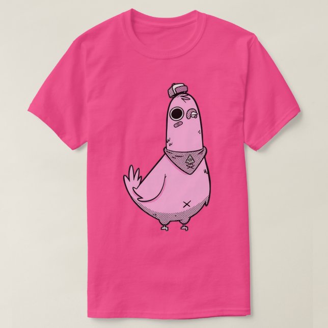 Cute Fighting Pigeon T Shirt (Design framsida)
