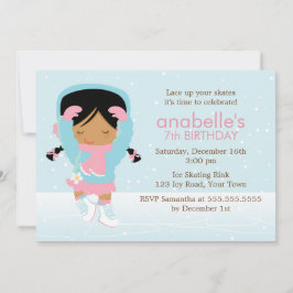 Cute Figur Skater Girls Birthday Inbjudningar