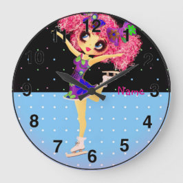 Cute Figur Skater  Icesking Girl personlig Stor Klocka