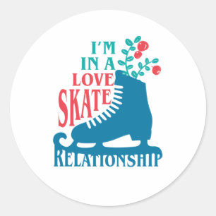 Cute Figur Skating Jag är i Kärlek Skate Relations Runt Klistermärke