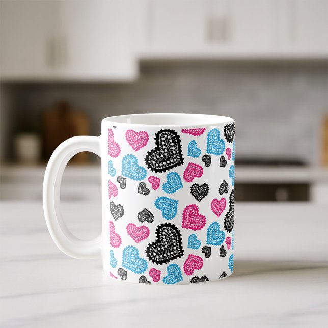 Cute Filigree Snöre Hearts Mönster Kaffemugg (Skapare uppladdad)