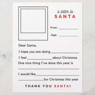 Cute Fill in the Blank Brev to Santa