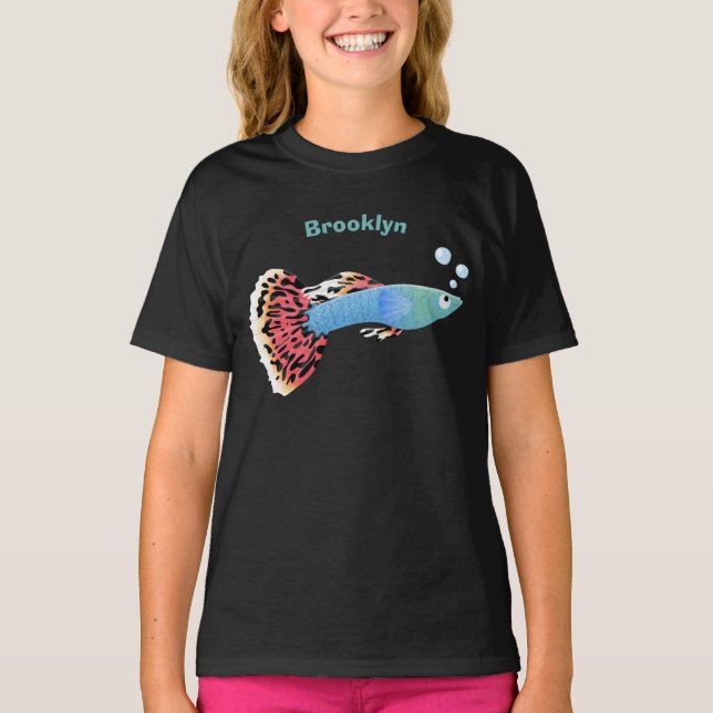 Cute finare guppy tropical fish tecknad T-Shirt (Framsida)