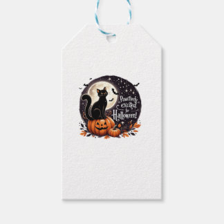 Cute Finare-katt-Pumpkin Fladdermus, som på ett på Presentetikett