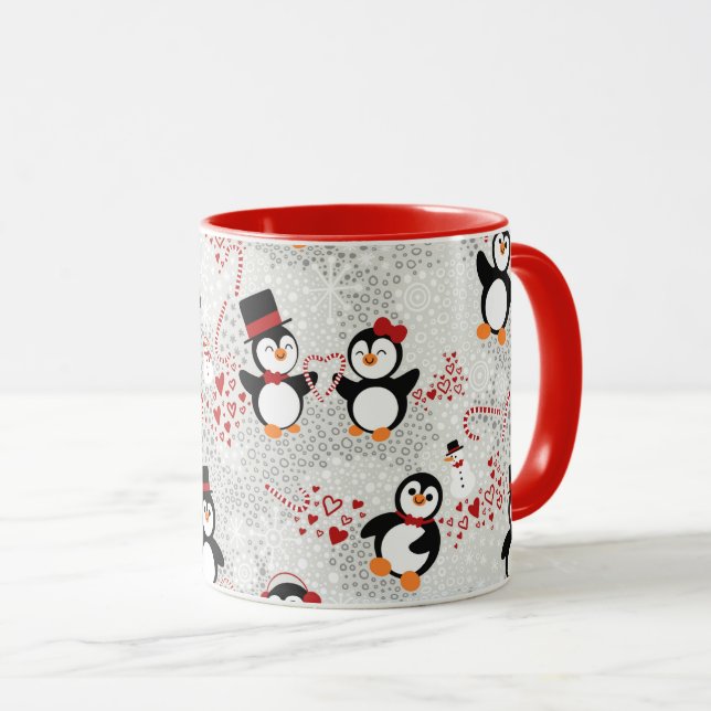 Cute Finare Top hat, julpenguin Mugg (Framsida höger)