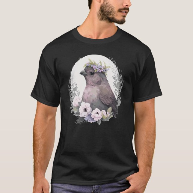 Cute Finch Bird Flower Crown Pet Birds  2 T Shirt (Framsida)