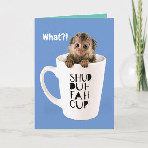 Cute Finger Monkey i en Kopp-födelsedag Kort