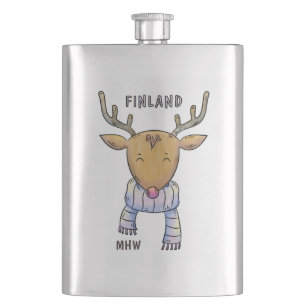 Cute Finland Reindeer-anpassningsbar-monogramkolv Fickplunta