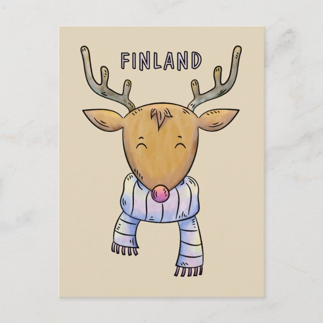 Cute Finland Reindeer-vykort Vykort (Framsida)