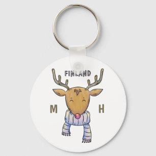 Cute Finland Reindeers anpassningsbar monogram nyc Nyckelring