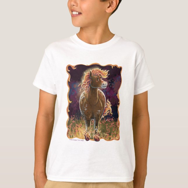 Cute Fire Horse Front and Back T Shirt (Framsida)