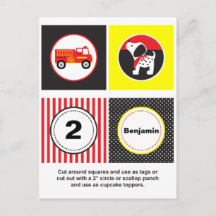 Cute Fire Lastbil Cupkakor Toppers Vykort