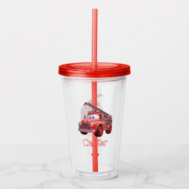 Cute fire lastbil take away mugg (Framsida)