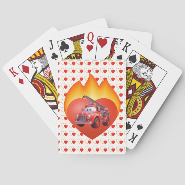 Cute fire lastbil Valentine-dagen Casinokort (Baksidan)