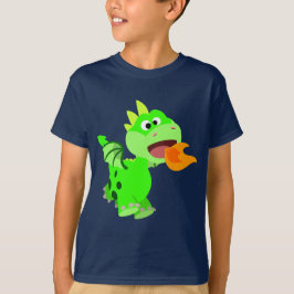 Cute Fire-Spating Tecknad Baby Dragon Kids Tees T Shirt