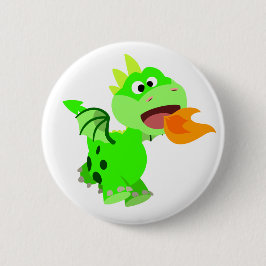 Cute Fire-Spating Tecknad Baby Dragon Knapp