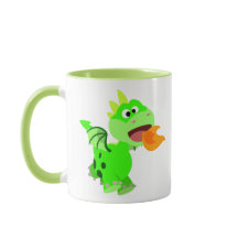 Cute Fire-Spating Tecknad Baby Dragon