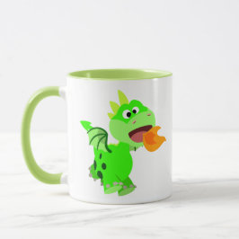 Cute Fire-Spating Tecknad Baby Dragon Mugg
