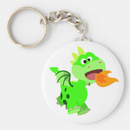 Cute Fire-Spating Tecknad Baby Dragon Nyckelring
