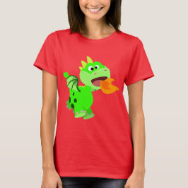 Cute Fire-Spating Tecknad Baby Dragon T-shirt