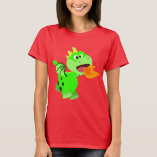 Cute Fire-Spating Tecknad Baby Dragon T-shirt
