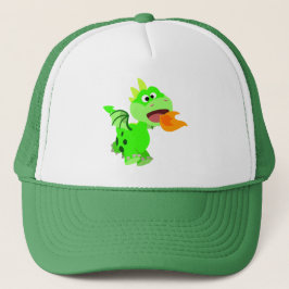 Cute Fire-Spating Tecknad Baby Dragon Truckerkeps